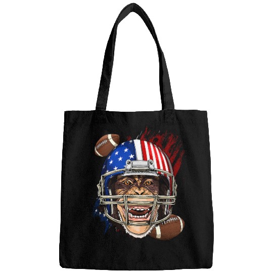 Sport American Football Player Monkey Face Patriotic Monkey Lover Bags