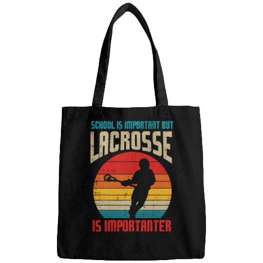Sport Lacrosse Gift School Is Important Lacrosse Importanter Funny Lax Boys Kids Bags