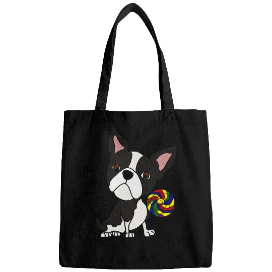 Boston Terrier Pet Smilealottees Funny Boston Terrier eating Lollipop Bags