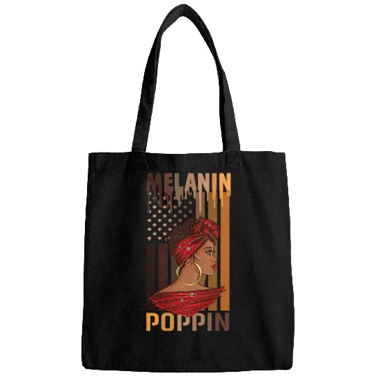 Black Queen African History Melanin American Flag Melanin Bags