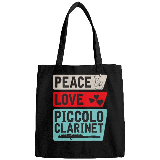 Funny Clarinet Peace Love Piccolo Clarinet Instrument Piccolo Players Bags
