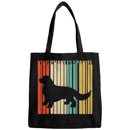 Cavalier King Charles Spaniel Pet Retro 1970s Dog Silhouette Bags