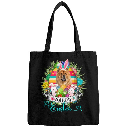 Chow Chow Pet In Easter Eggs Basket Bunnies Happy Easter Bags
