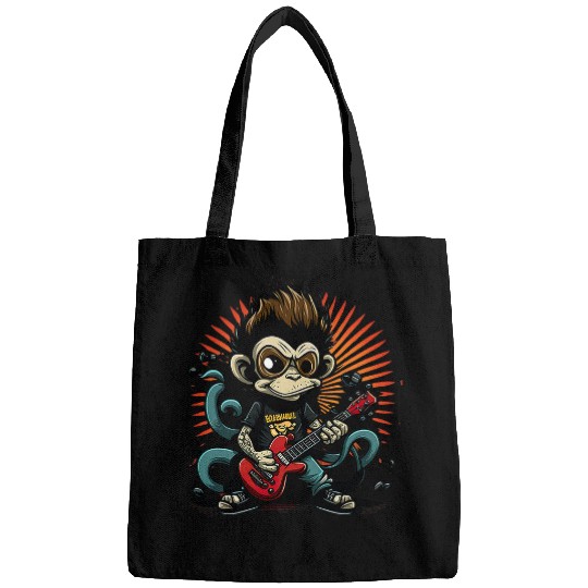 Funny Guitar Lover Monkey Chimpanzee Playing Acousitc Rock Guitar 22 Bags