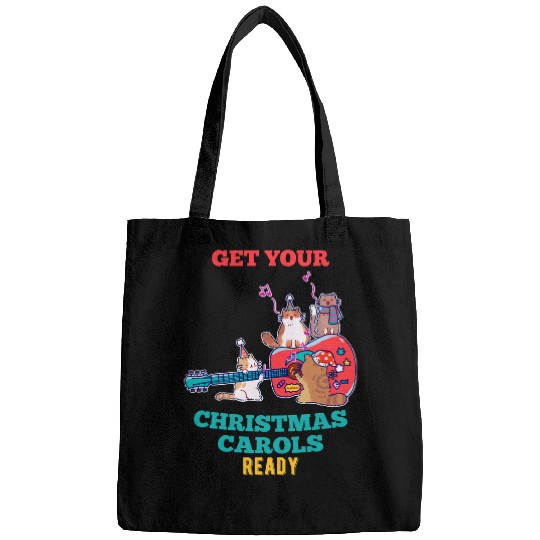 Funny Guitar black cats Kitty Christmas Carol singing cats guitar Kitten Cat Bags