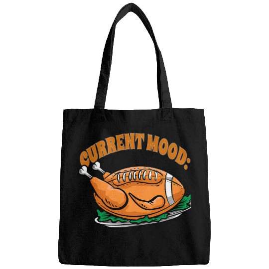 Sport American Football Lacrosse Gift Current Mood 2Funny Football Turkey Thanksgiving Bags