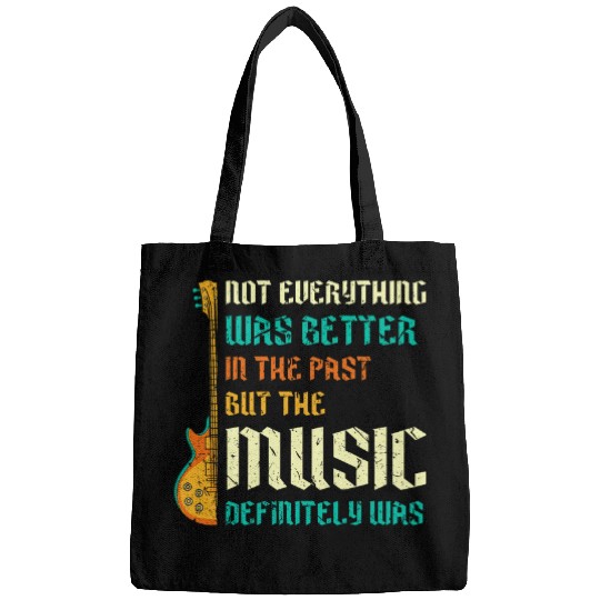 Funny Guitar Retro Oldies 70s 80s Music Rock Guitar Quote Bags