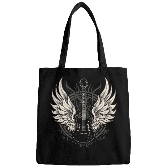 Funny Guitar Wings vintages Retro 80s Rock Roll Guitarist Bags