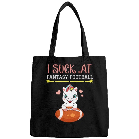 Sport American Football I Suck At Fantasy Football Funny Baby Unicorns Joke Tee Bags