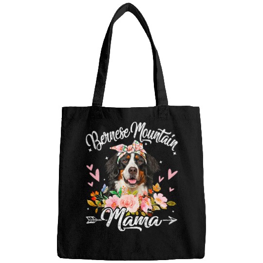 Bernese Mountain Pet Cute Bernese Mountain Mama Dog Mom Flowers Mothers Day Bags