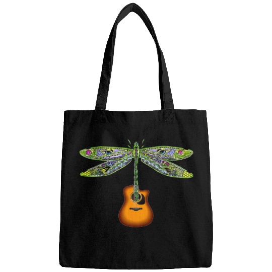 Funny Guitar Acoustic Guitar Artistic Dragonfly Music Bags