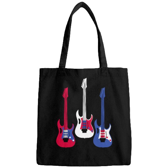 Funny Guitar Retro Patriotic Guitar Red White Blue Cool USA Bags