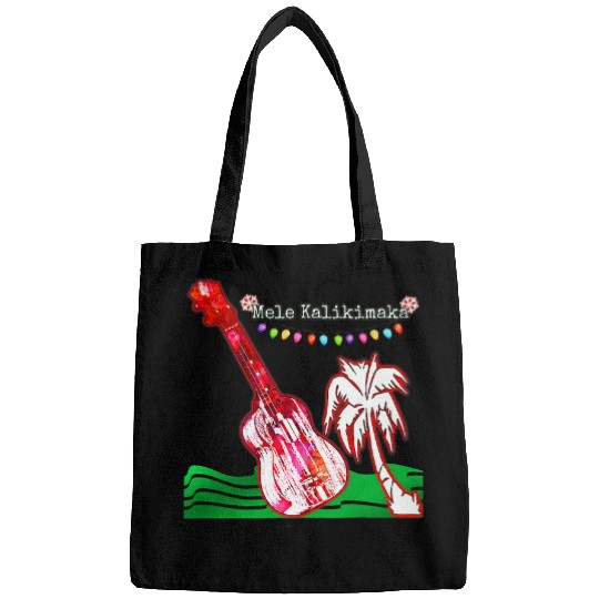 Funny Ukulele Colorful Ukulele Mele Kalikimaka Hawaiian Christmas Holiday Bags