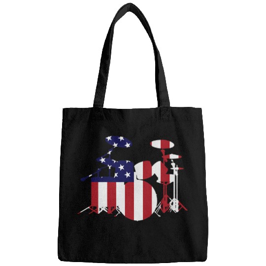 Funny Drummer Retro Drum Player USA Flag Drummers Drumming Lover Graphic Bags