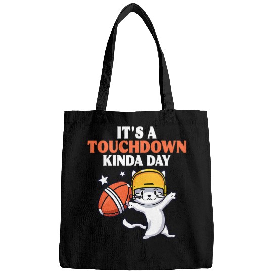 Sport American Football Cat Its Touchdown Kinda Day American Sunday Football Game Cats Bags