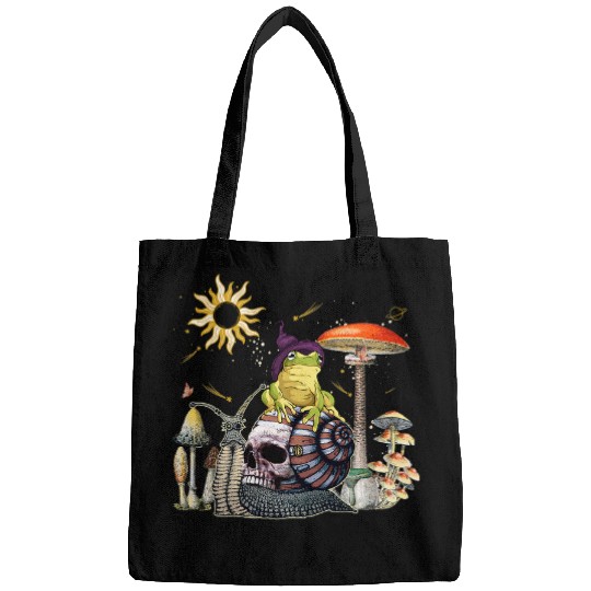 Funny Banjo Frog Cottagecore Aesthetic Frog Playing Banjo riding snail 8 Bags