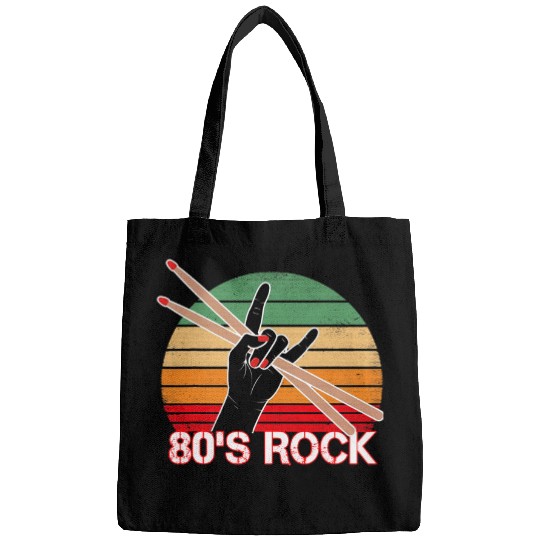 Funny Drummer Vintage Retro 80s Rock Band Drum Stick Gifts Drum Music Bags