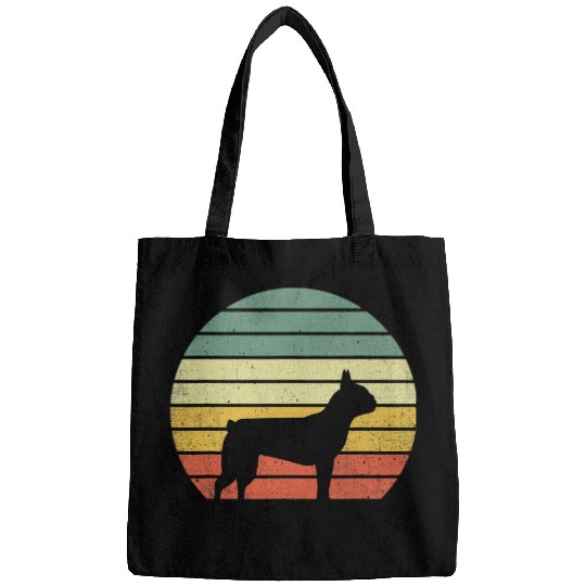 Boston Terrier Pet Retro Vintage 60s 70s Sunset Dogs Lovers Bags
