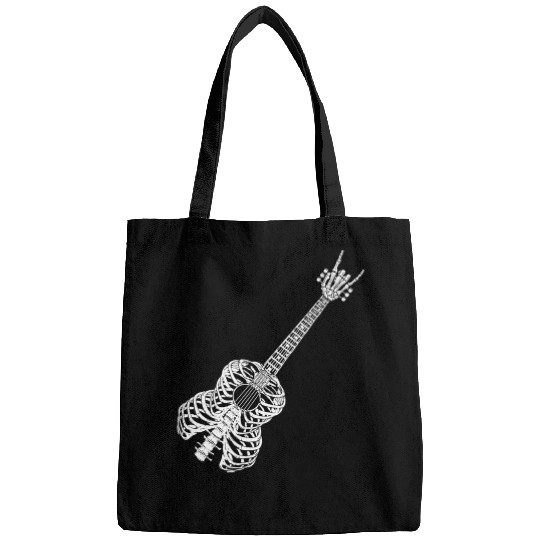 Funny Guitar Mens Skeletons Guitar Halloween Rock Band Music Guitarist Stuff Skull Bags