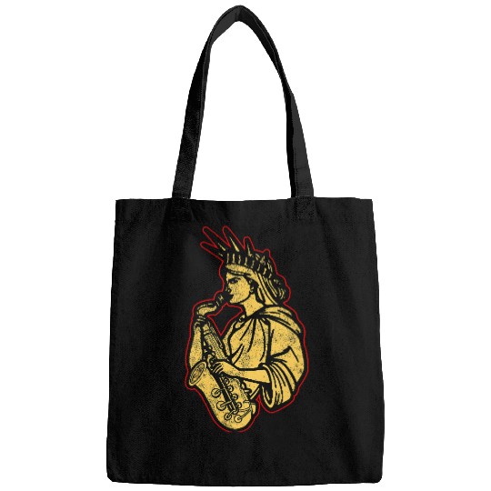 Funny Saxophone Sax Music Musical Instrument Statue of Liberty 2 Bags