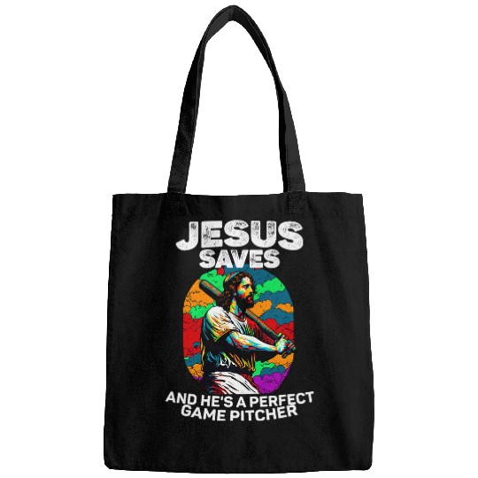 Christian Jesus Saves And Hes A Perfect Game Pitcher Christ Bags