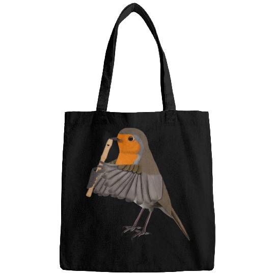Funny Flute Robin Bird Flute Birder Birdlover Birdwatcher Biologist Bags