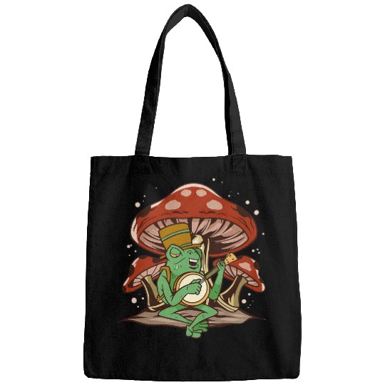 Funny Banjo Frog Cottagecore Playing Banjos Strings Instrument Bags