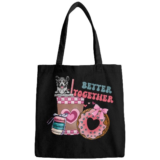 Akita Pet Better Together Groovy Retro Valentines Day Dog Bags