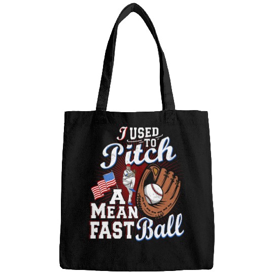 Sport Baseball Funny Baseball Pitcher Player Vintage Mean Fast Ball Dad Bags