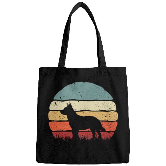 Australian Cattle Pet Retro Blue Heeler Australian Cattle Dog Vintage Sunset 70s Bags