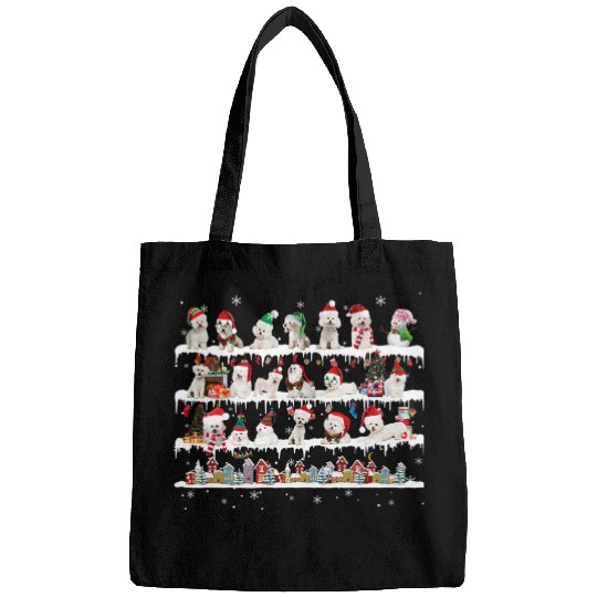 Bichon Pet Frise Christmas Layers Snow Bichon Frise Santa Hat Ugly Xmas Bags