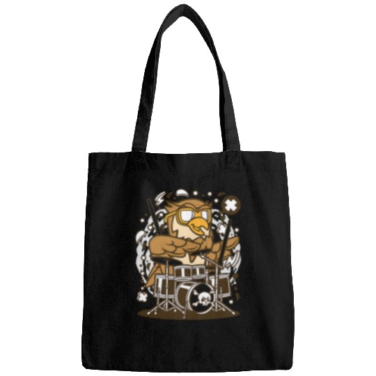 Funny Drummer Gift Music Band Night Owl Bags