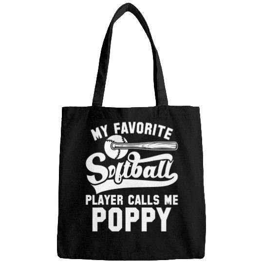 Softball Gift My Favorite Softball Player Calls Me Poppy Softball Family Bags