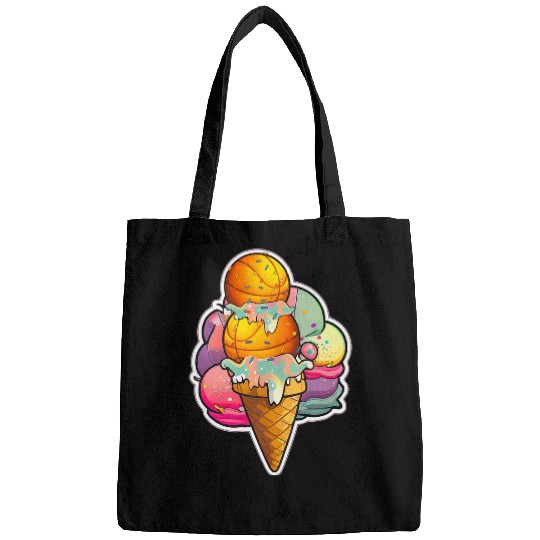 Sport Basketball Love IceCream And Playing Basketball Player Gelato Graphic Bags