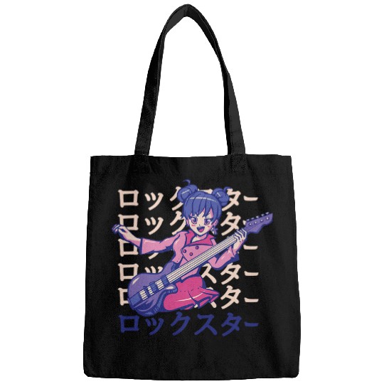 Funny Guitar Anime Kawaii Candy Core Guitar Girl Japanese Waifu Manga Guitarist Bags