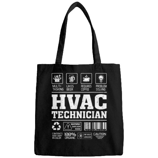 HVAC Technician Product Label Retro Funny HVAC Technician Bags
