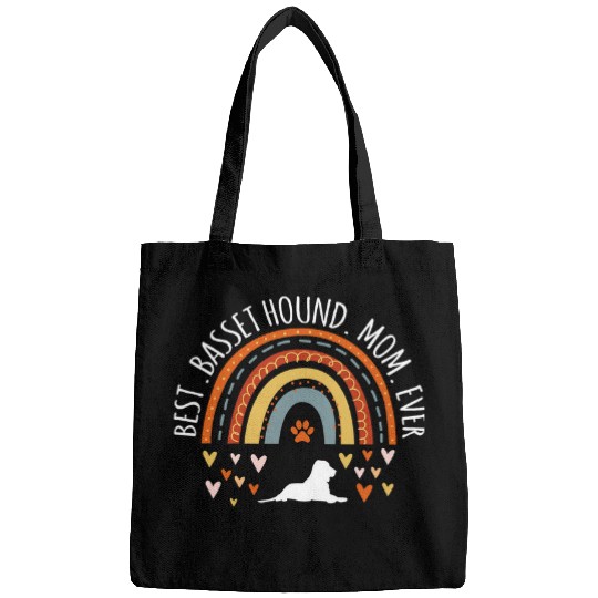Basset Hound Pet bests Basset Hound Mom Ever Rainbow Gifts For Dog Lover Mama Bags