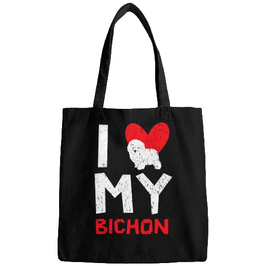 Bichon Pet Frise I Love My Bichon Frise Curly Hair Pup Puppy Lover Bags