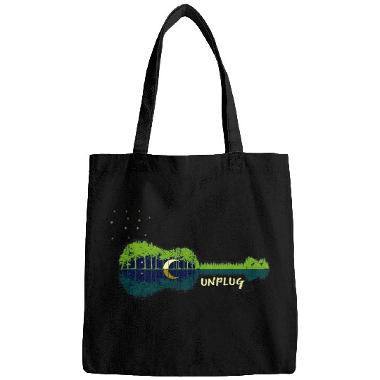 Funny Guitar Camping Camp Unplug Acoustic Guitar Forest Outdpor Camping Apparel Camper Bags