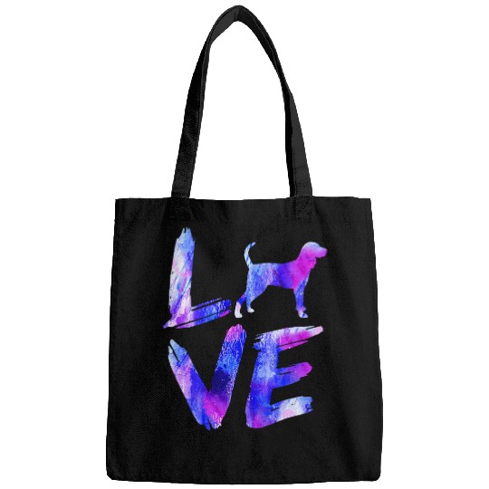 Coonhound Pet Love Black and Tan Coonhound Watercolor Blue Dog Mom Dad Bags