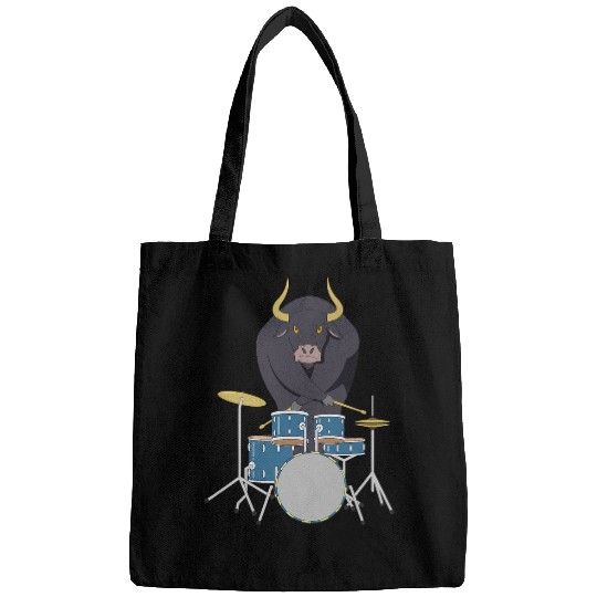 Funny Drummer Rockstar bull Safari Zoo Animal Drummer Drums Player Music Bags