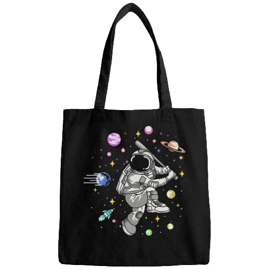 Sport Baseball Spaceman Playing Baseball in Space Galaxy Moon Mars Stars Bags