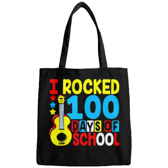 Funny Guitar Lover I Rocked 100 Days Of School Guitar Lover Music 100th Day Bags