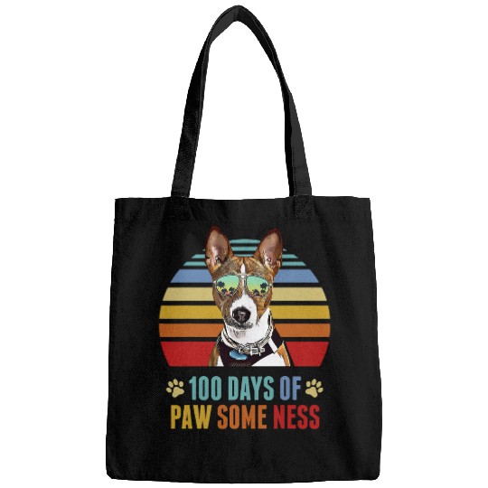 Basenji Pet Dog Basenji 100 Days of School Funny Bags