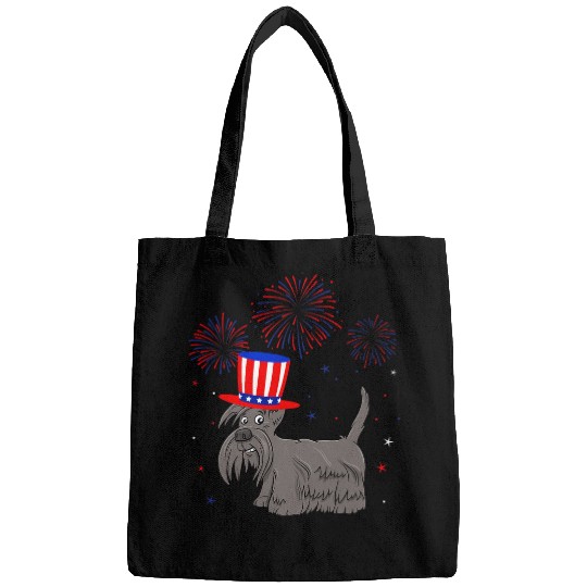 Scottish Terrier Pet Red White Blue Fireworks 4th Of July Bags
