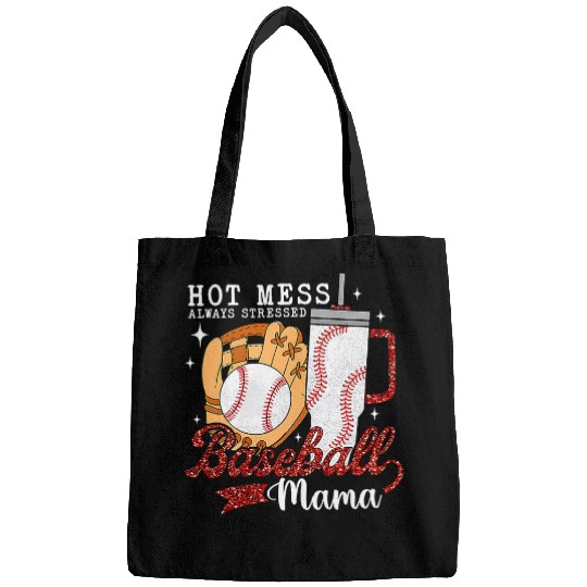 Sport Baseball Hot Mess Always Stressed Baseball Mama Tumbler Game Day Mom Bags