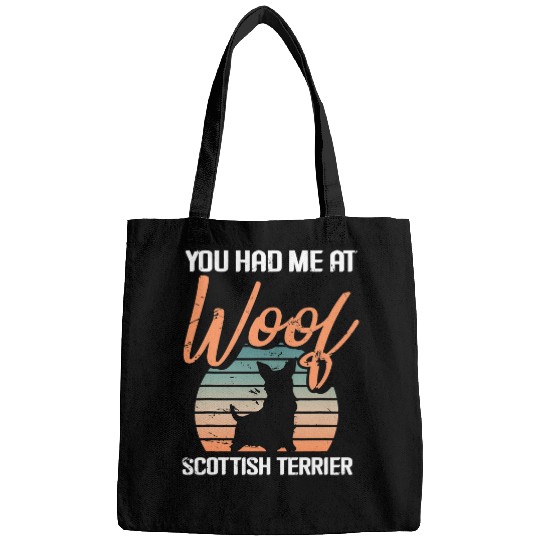 Scottish Terrier Pet Retro Scottish Terrier Woof Scottie Dog Breed Owner Puppy Bags