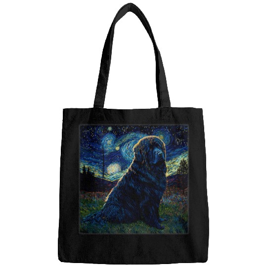 Newfoundland Pet Surrealism Starry Night Newfoundland Bags