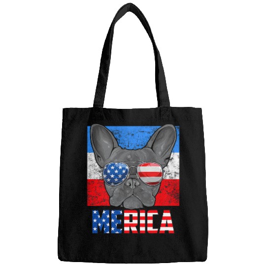 French Bulldog Pet USA 4th of July American Flag Merica Bags