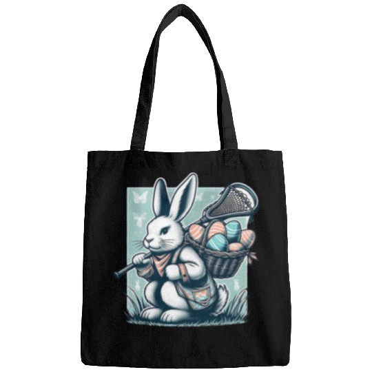 Sport Lacrosse Easter Rabbit Bunny Lacrosse Player Lax Stick Ball Bags